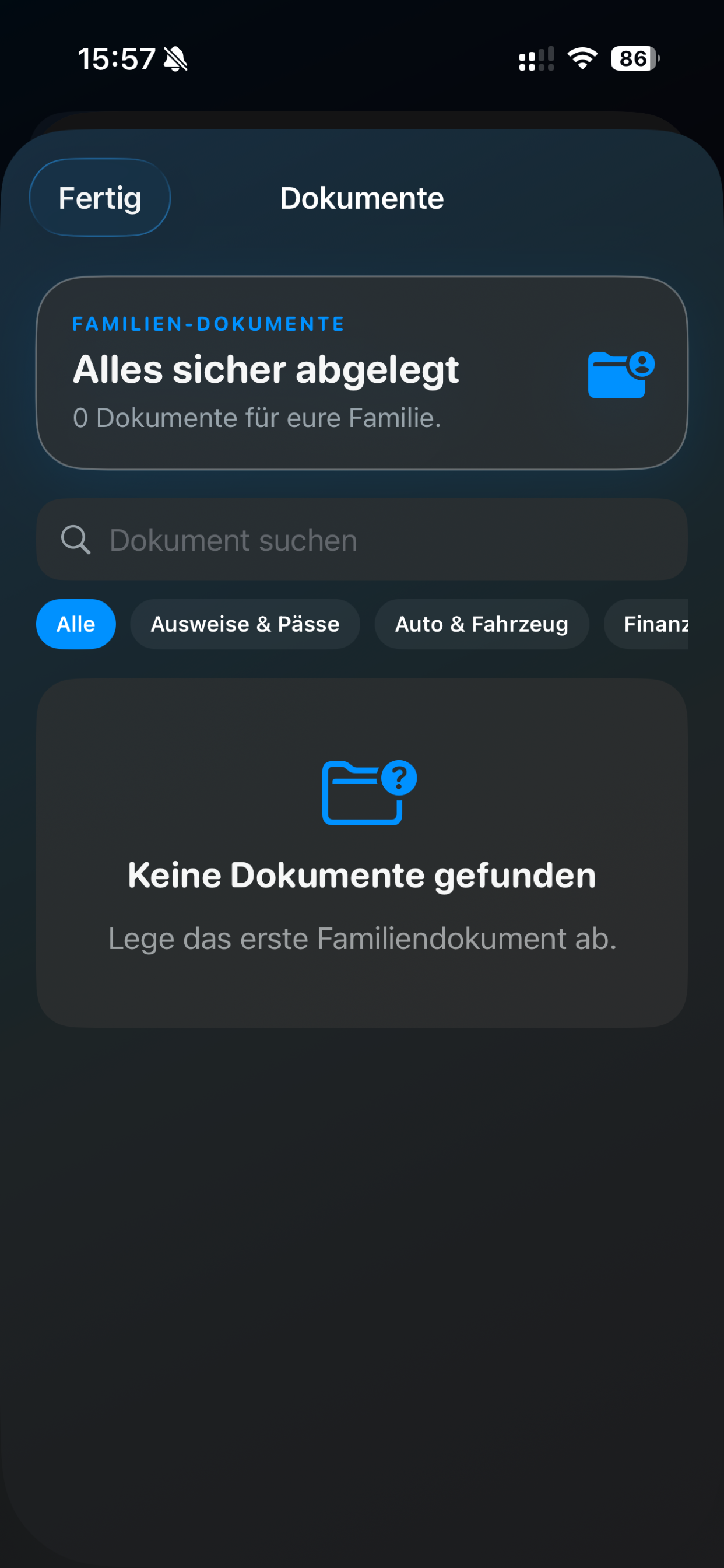 Dokumentenübersicht in der iPhone-App